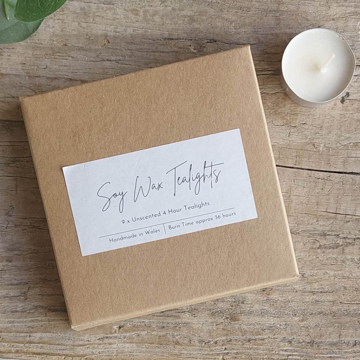 Box of 9 x Unscented Soy Tea Lights image 0