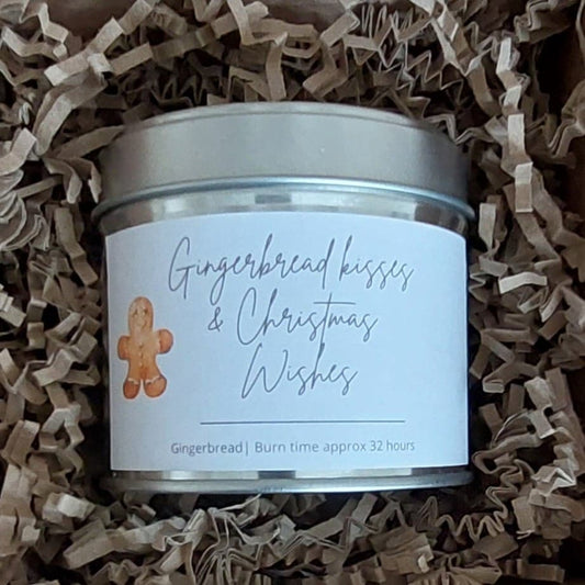 Gingerbread Kisses & Christmas Wishes Tin Candle image 0