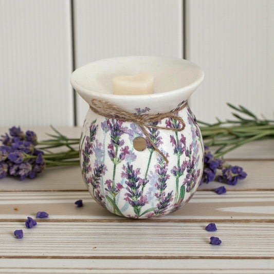 Lavender Wax Melt Burner | Hand-Decorated