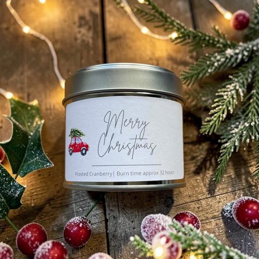 "Merry Christmas" | "Nadolig LLawen" Tin Candle