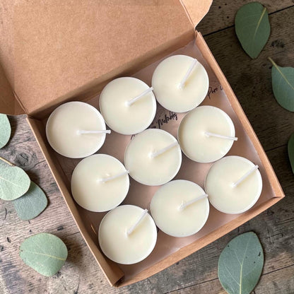 Unscented Soy Tea Lights - Box of 9 | Natural  & Eco-Friendly